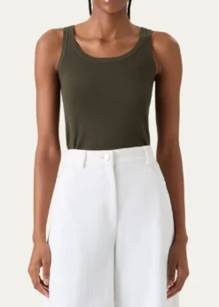 Akris puntoCotton Rib Scoop-Neck Tank Top
