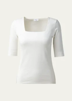 Akris puntoCotton 1/2-Sleeve Square-Neck Tee