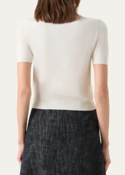 Akris puntoFine Merino Wool Knit Short-Sleeve Crew Neck Sweater