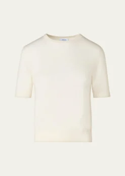 Akris puntoFine Merino Wool Knit Short-Sleeve Crew Neck Sweater