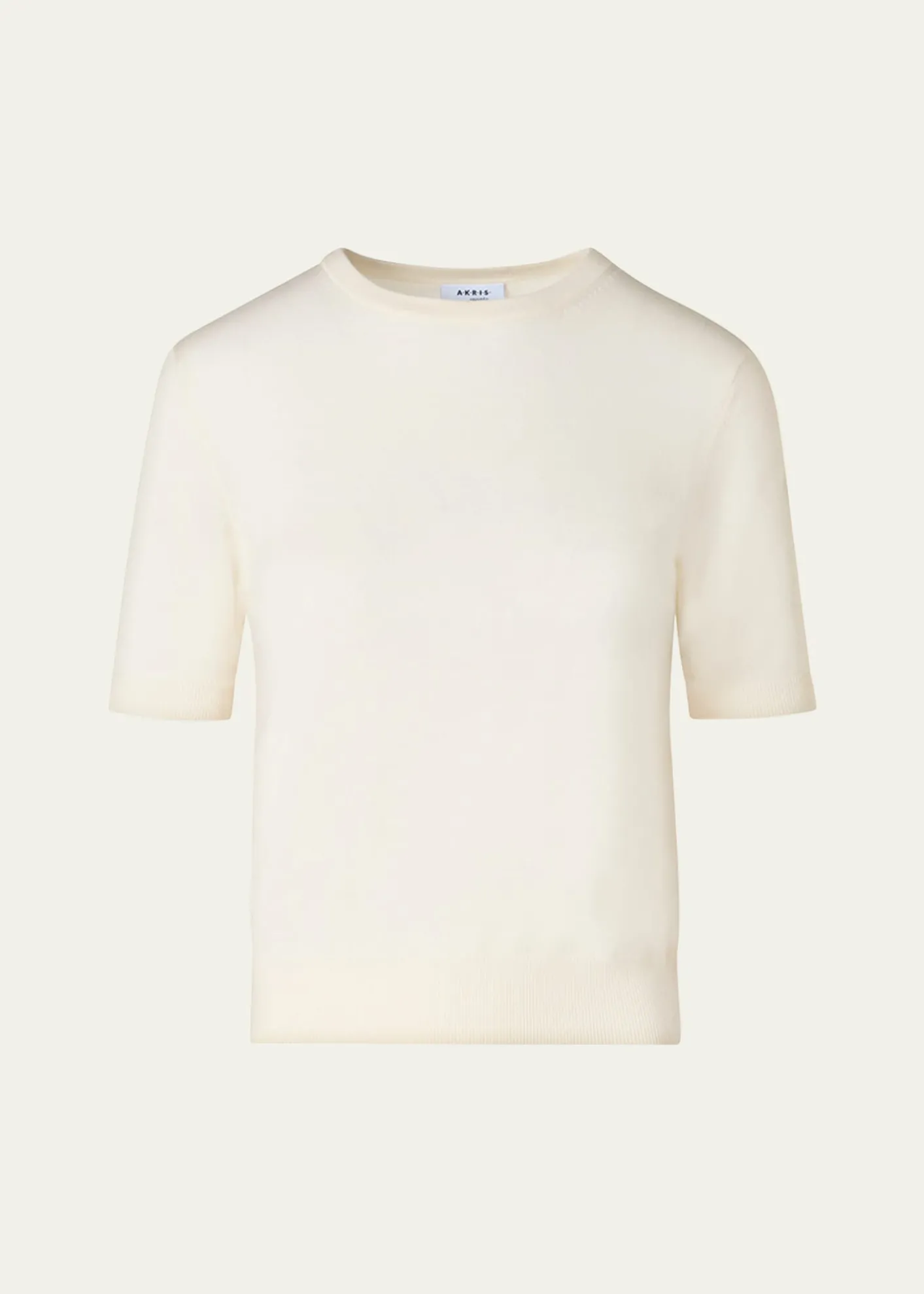 Akris puntoFine Merino Wool Knit Short-Sleeve Crew Neck Sweater