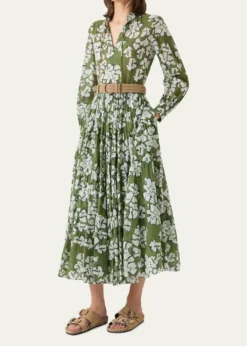 Akris puntoFloral Cotton Muslin Tiered Midi Shirtdress