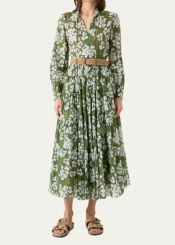 Akris puntoFloral Cotton Muslin Tiered Midi Shirtdress