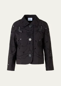 Akris puntoFlower Eyelet Jacket in Cotton Poplin