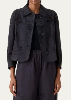 Akris puntoFlower Eyelet Jacket in Cotton Poplin