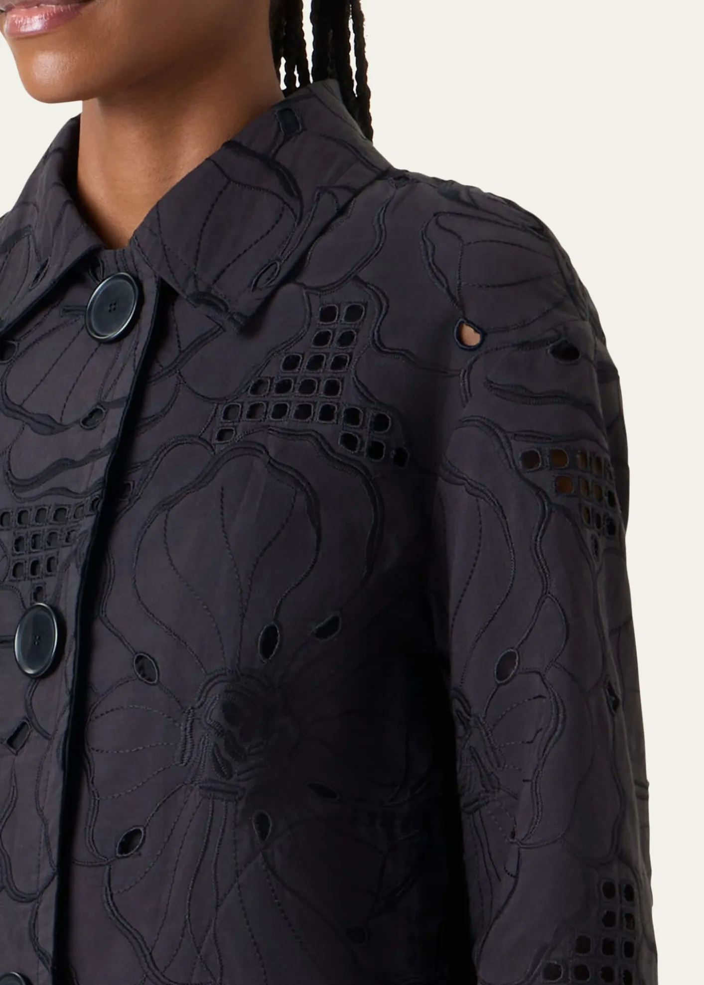 Akris puntoFlower Eyelet Jacket in Cotton Poplin