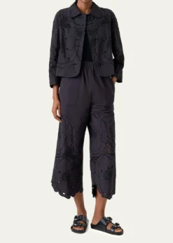 Akris puntoFlower Eyelet Jacket in Cotton Poplin