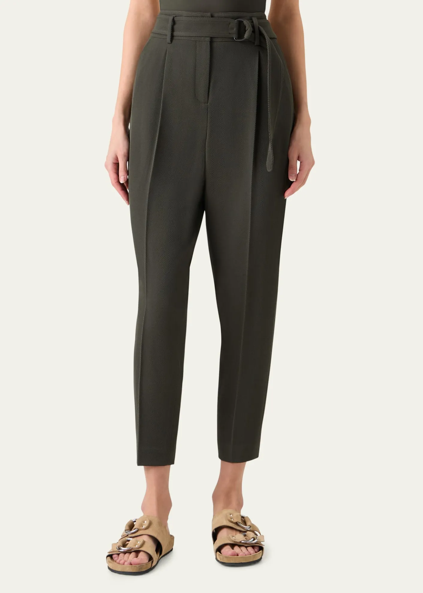 Akris puntoFred Belted Wool Ankle Pants