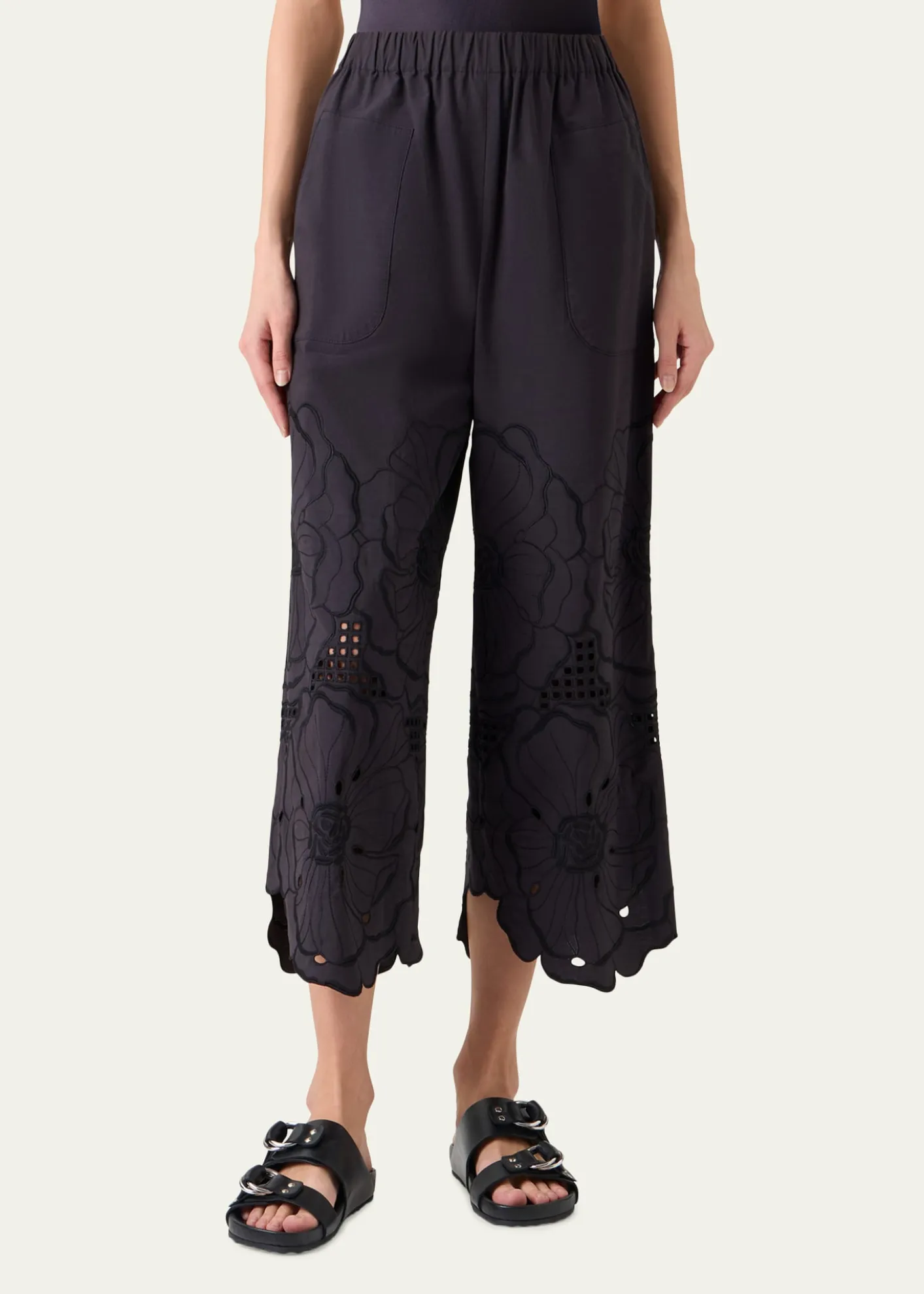 Akris puntoFrey Flower Eyelet Pants in Cotton Poplin