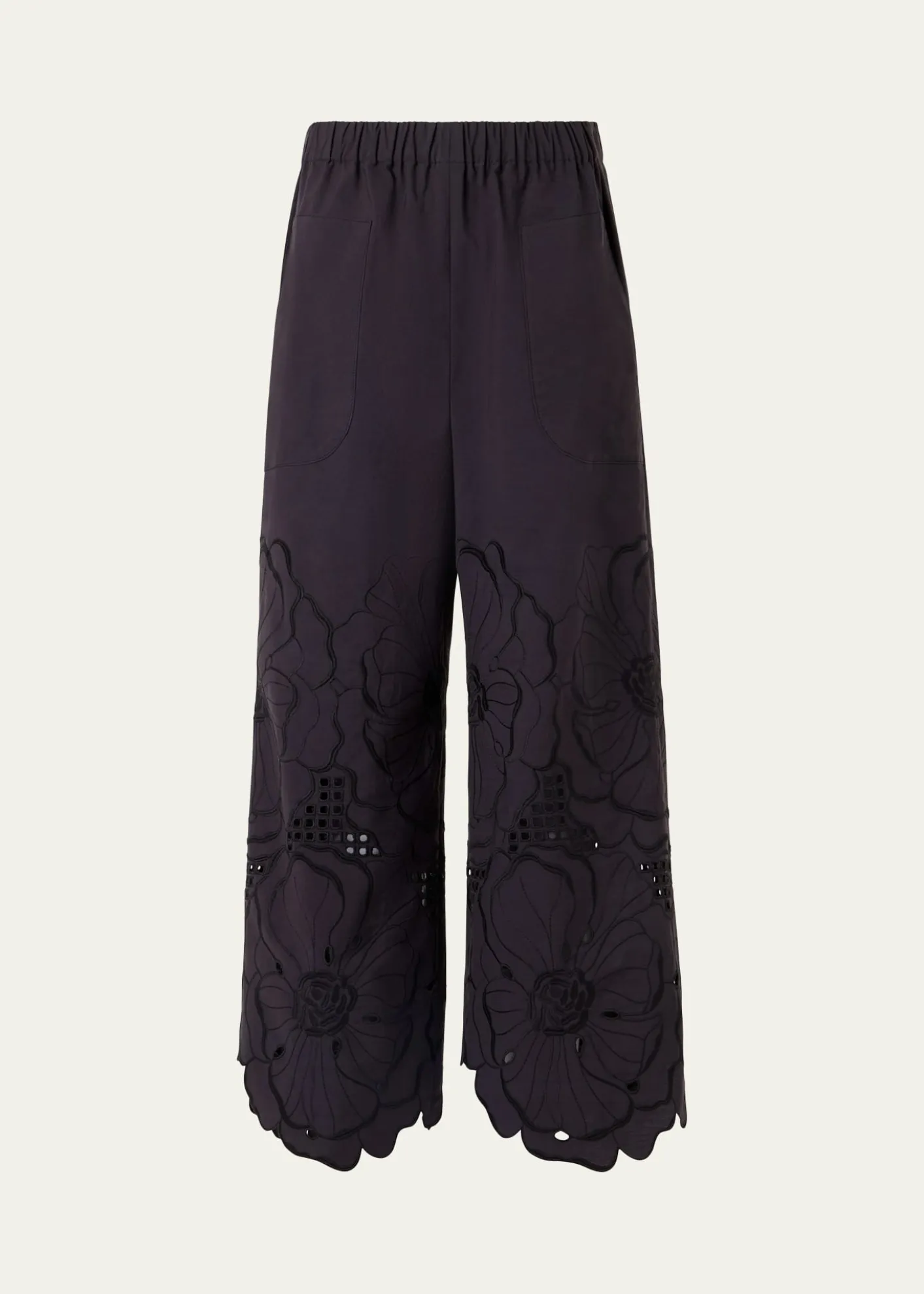 Akris puntoFrey Flower Eyelet Pants in Cotton Poplin