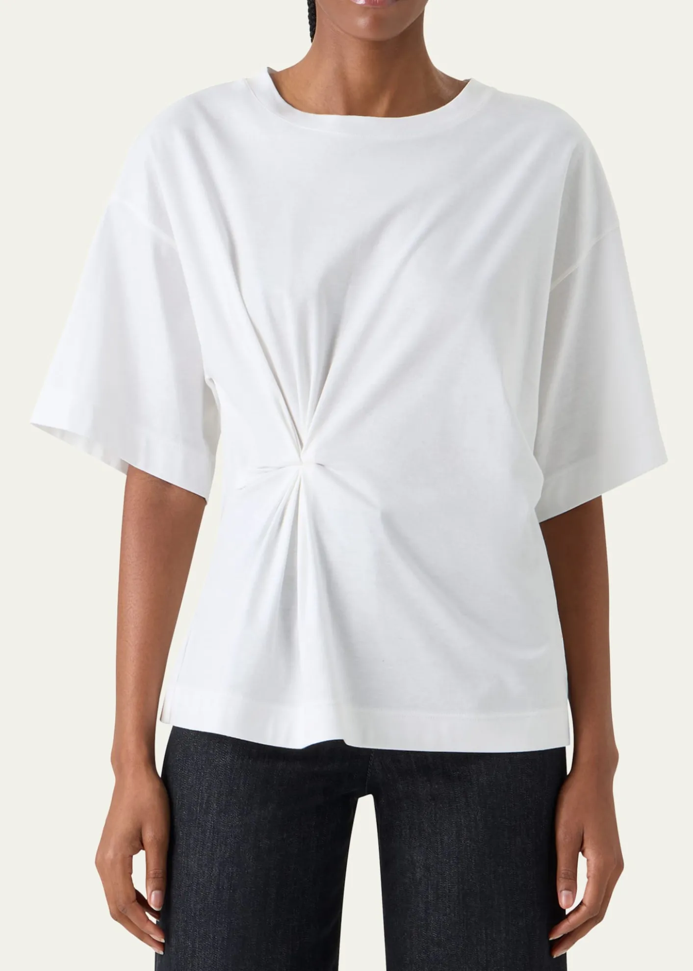 Akris puntoGathered Cotton Jersey Short-Sleeve T-Shirt