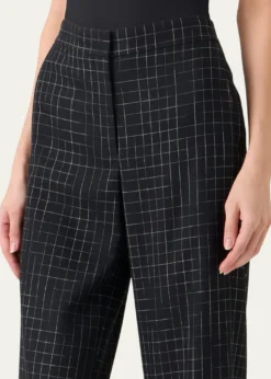 Akris puntoHigh-Rise Check Straight-Leg Ankle Pants