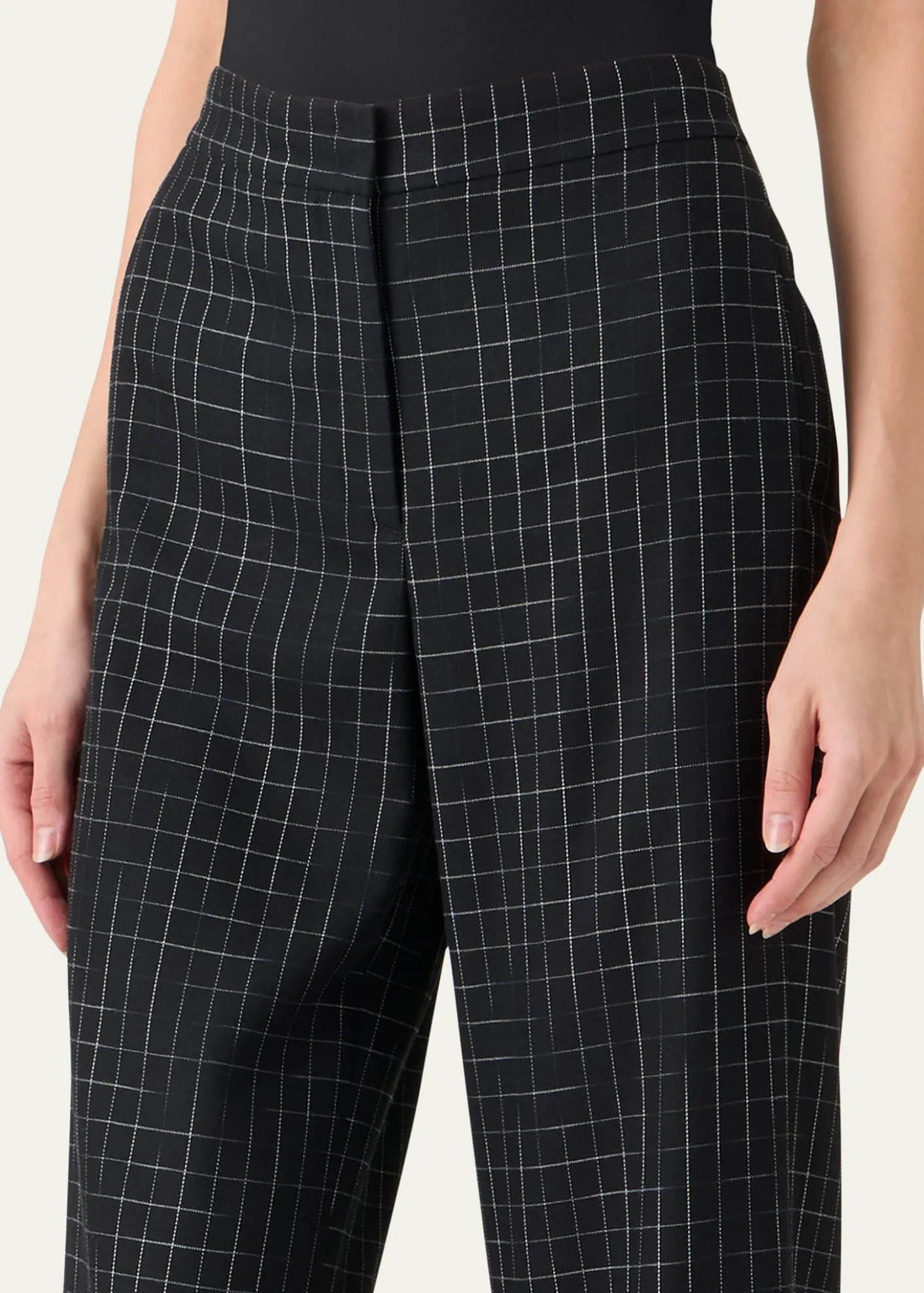 Akris puntoHigh-Rise Check Straight-Leg Ankle Pants