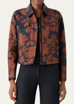 Akris puntoIkat Flower Motorbike Jacket in Cotton Canvas