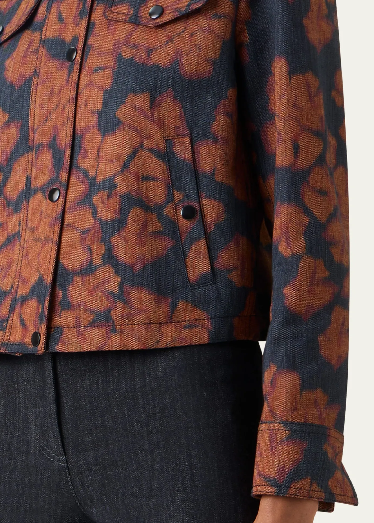 Akris puntoIkat Flower Motorbike Jacket in Cotton Canvas