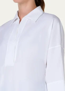Akris puntoKimono-Sleeve Split-Neck Blouse