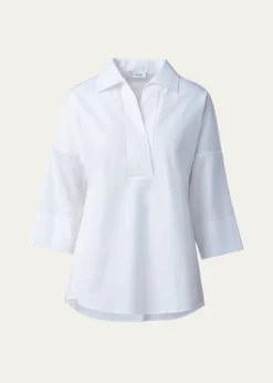 Akris puntoKimono-Sleeve Split-Neck Blouse