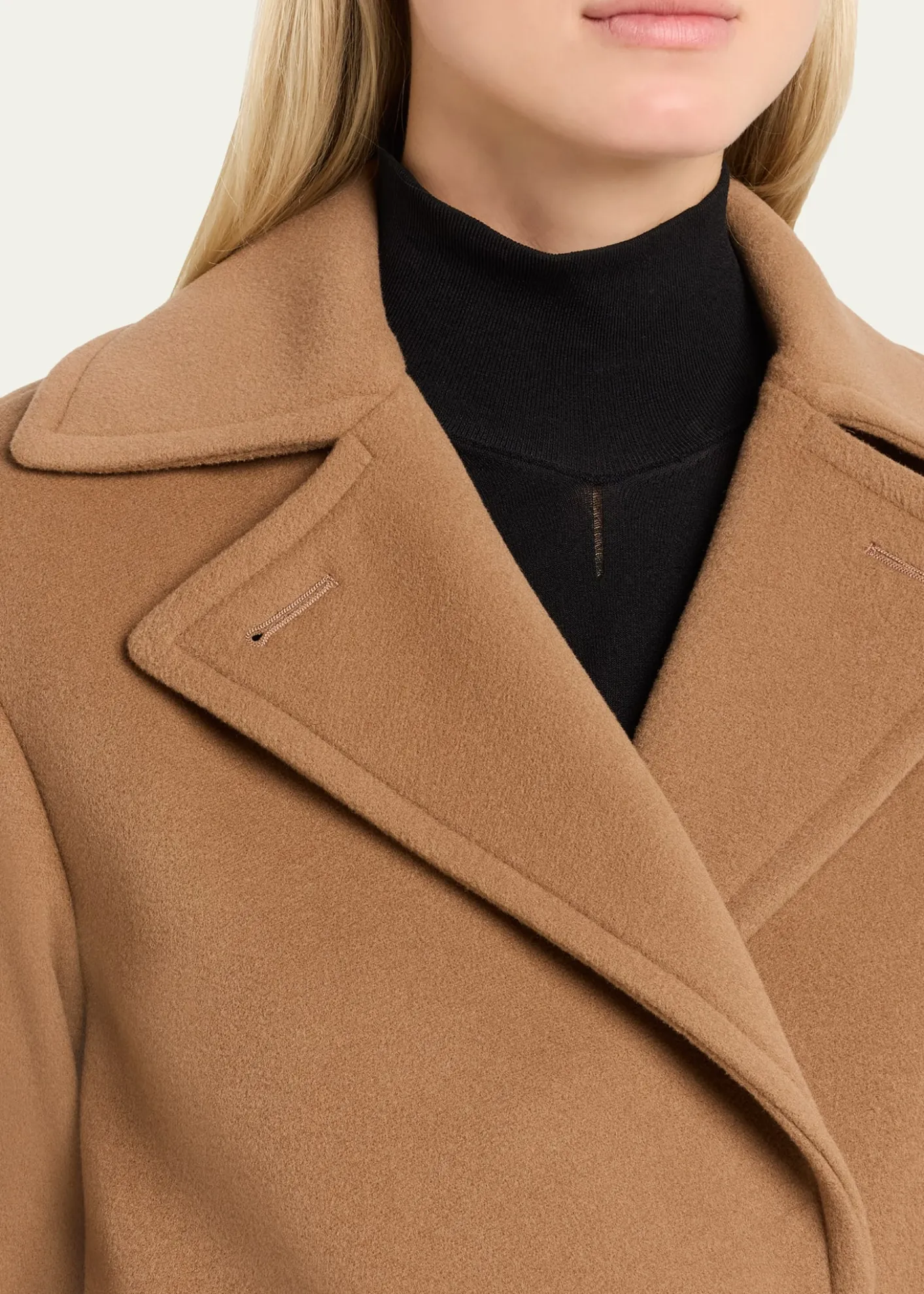 Akris puntoLong Double-Breast Belted Wool-Cashmere Coat