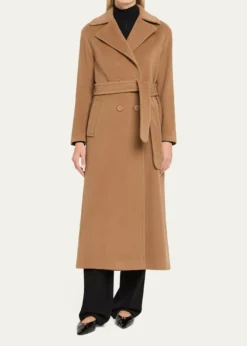 Akris puntoLong Double-Breast Belted Wool-Cashmere Coat