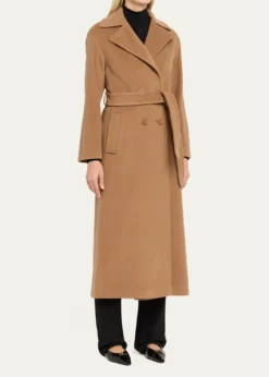 Akris puntoLong Double-Breast Belted Wool-Cashmere Coat