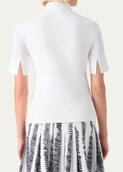 Akris puntoMixed-Media Short-Sleeve Polo Shirt