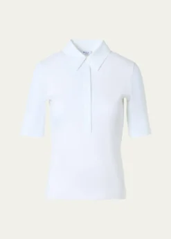 Akris puntoMixed-Media Short-Sleeve Polo Shirt