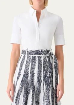 Akris puntoMixed-Media Short-Sleeve Polo Shirt