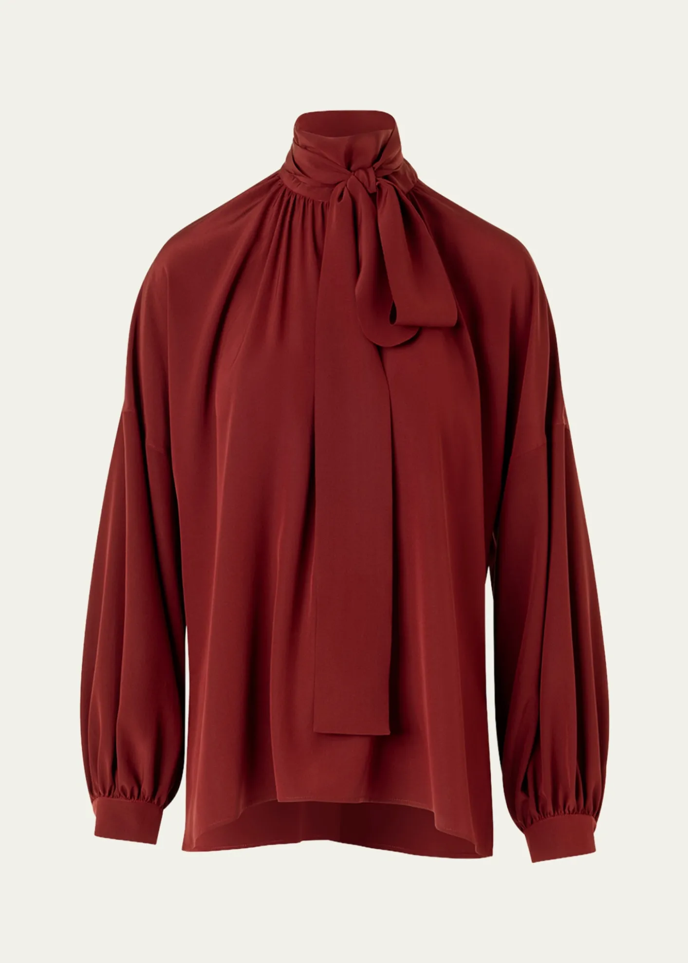 Akris puntoMock-Neck Bow Tie Silk Crepe De Chine Blouse