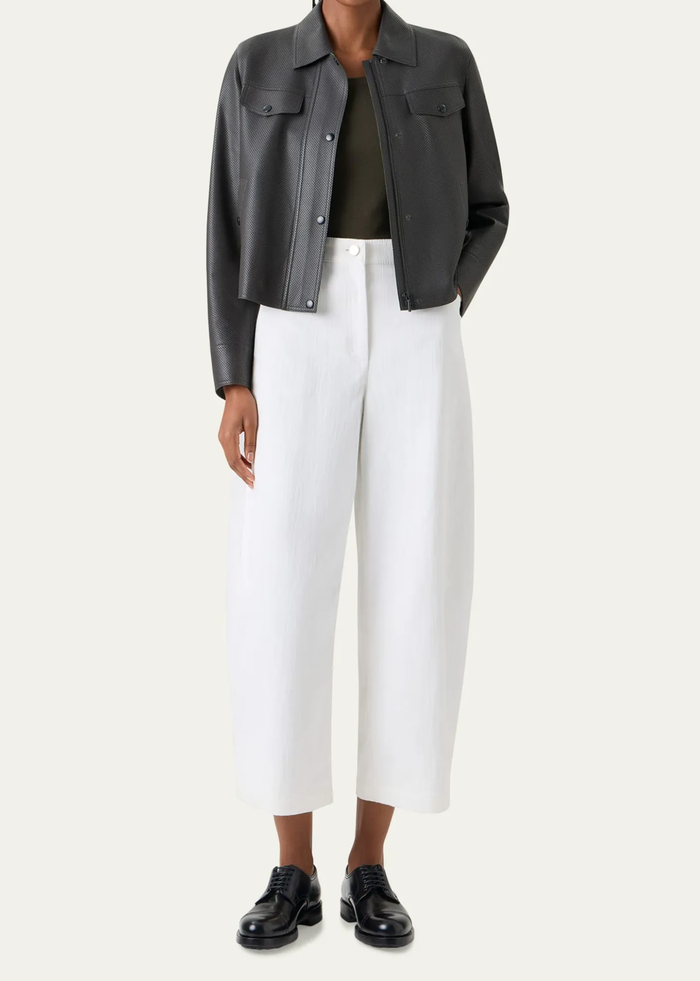 Akris puntoPerforated Leather Short Jacket