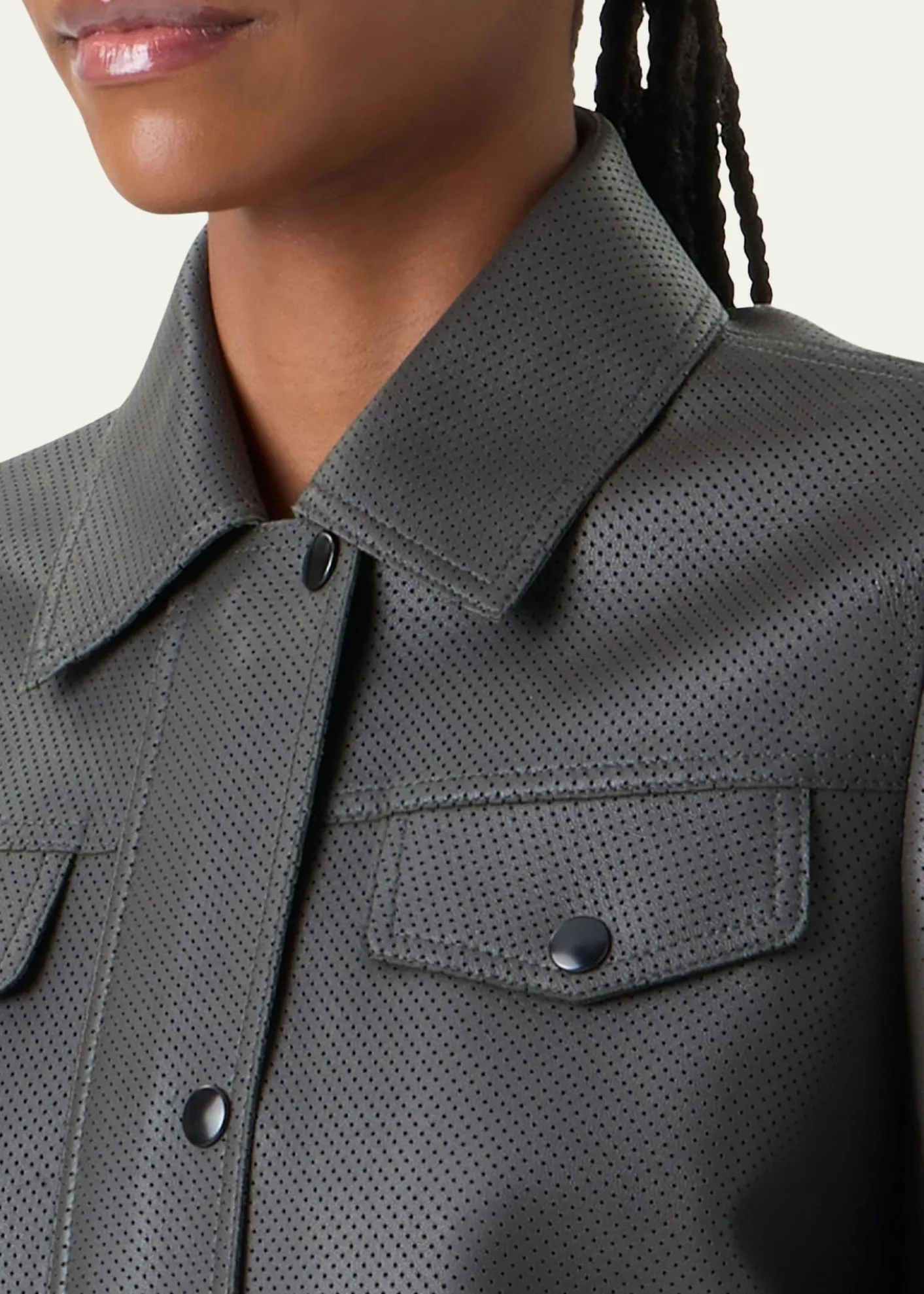 Akris puntoPerforated Leather Short Jacket