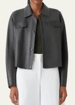 Akris puntoPerforated Leather Short Jacket