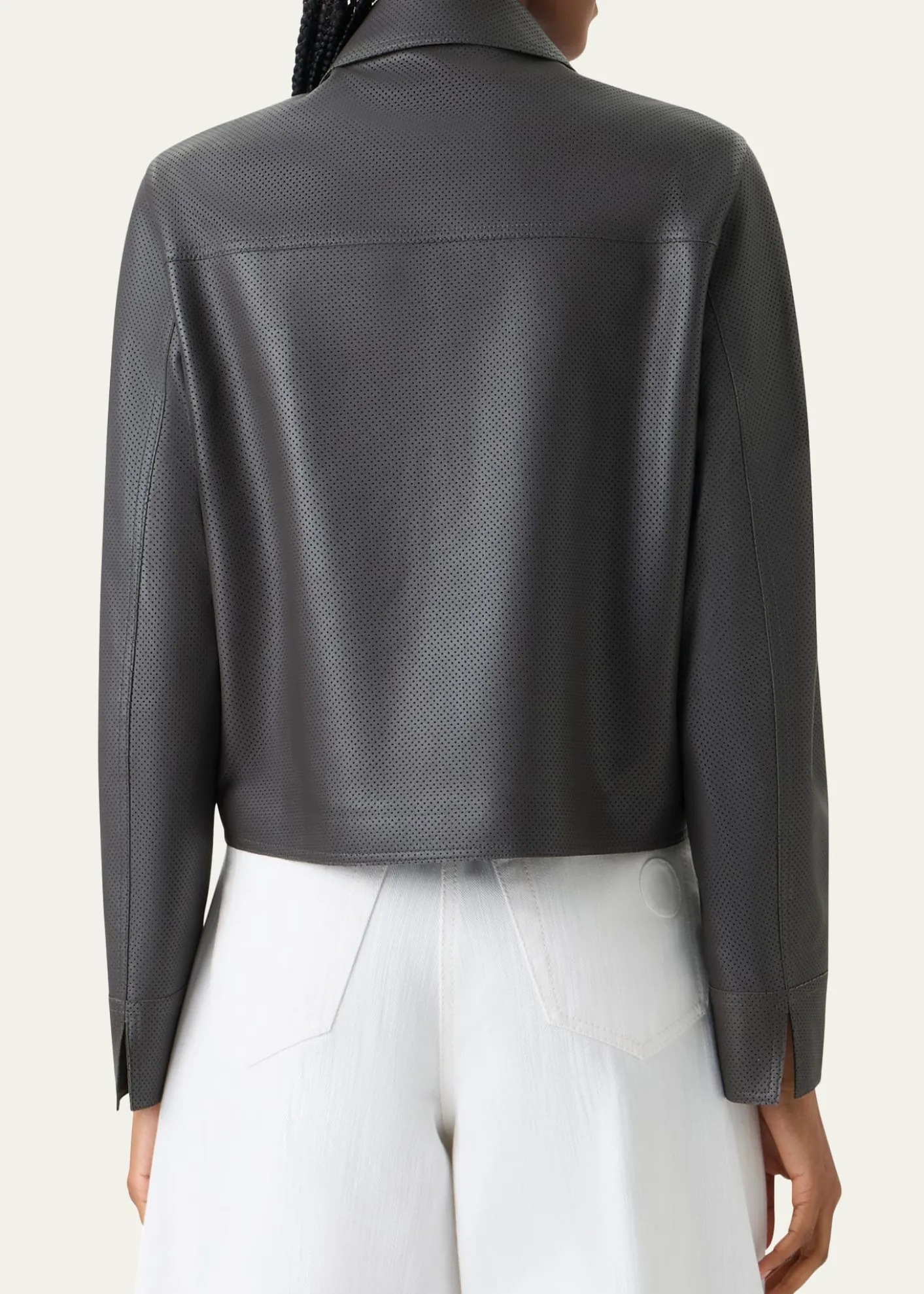 Akris puntoPerforated Leather Short Jacket