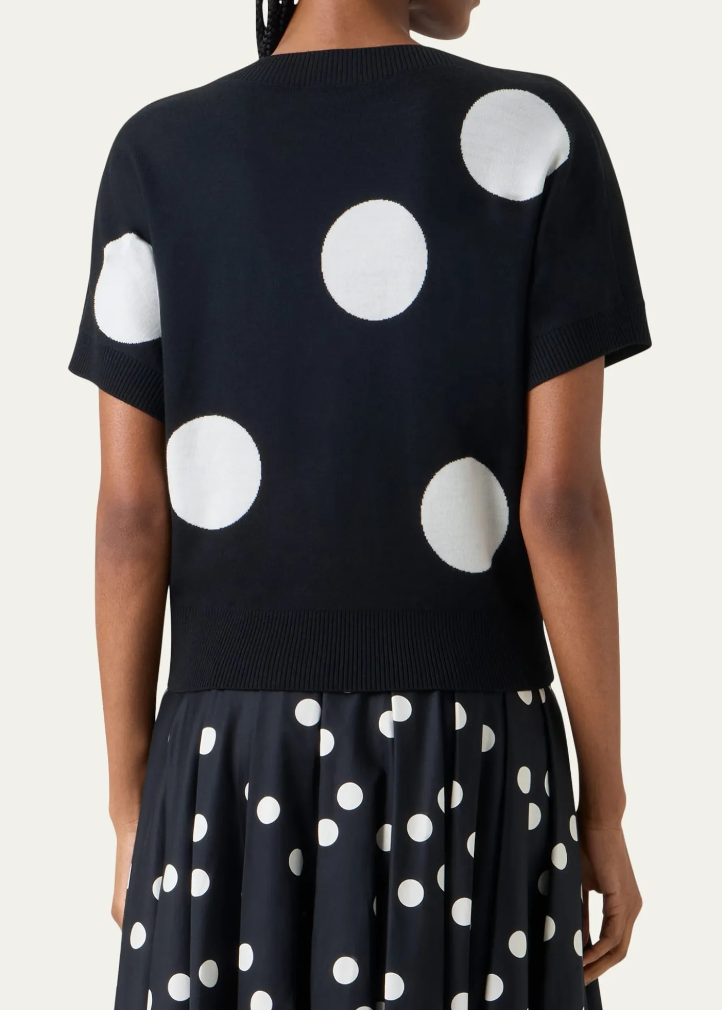 Akris puntoPolka-Dot Merino Wool Short-Sleeve Sweater