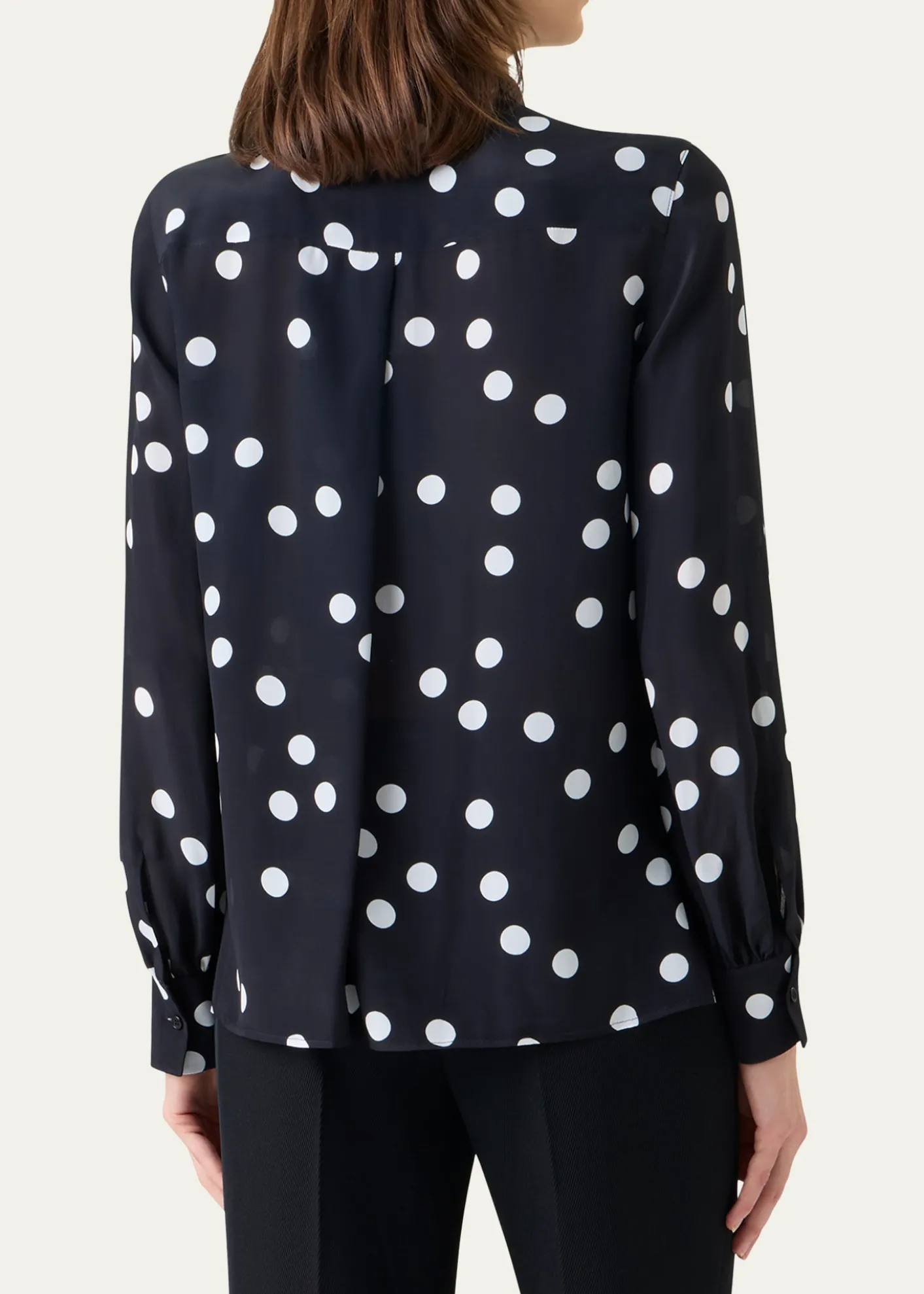 Akris puntoPolka Dot-Print Georgette Neck-Bow Blouse