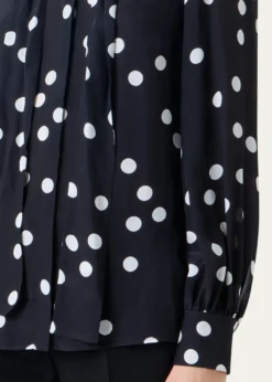 Akris puntoPolka Dot-Print Georgette Neck-Bow Blouse