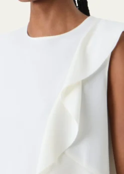Akris puntoRuffle Lasercut Crepe Sleeveless Blouse