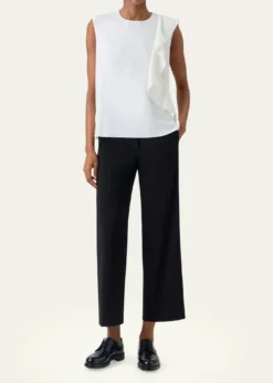 Akris puntoRuffle Lasercut Crepe Sleeveless Blouse
