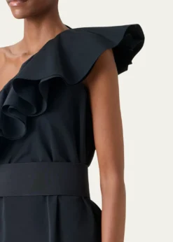 Akris puntoRuffle One-Shoulder Belted Mini Dress