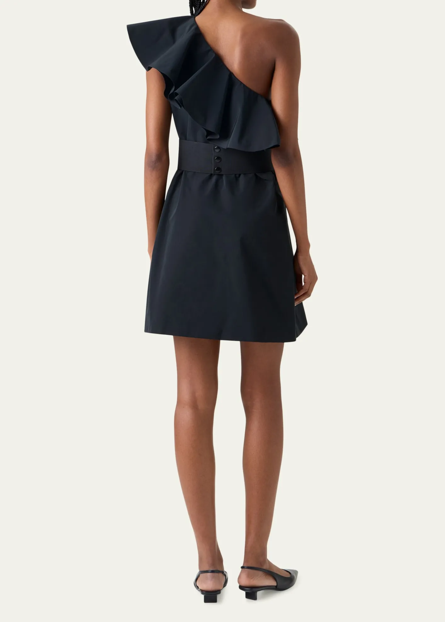 Akris puntoRuffle One-Shoulder Belted Mini Dress