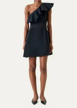 Akris puntoRuffle One-Shoulder Belted Mini Dress