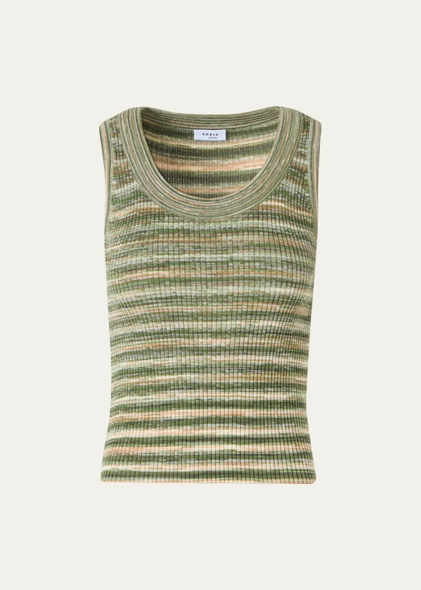 Akris puntoScoop-Neck Space Dye Merino Wool Rib Tank Top