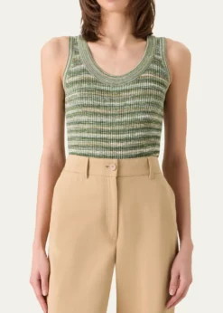 Akris puntoScoop-Neck Space Dye Merino Wool Rib Tank Top