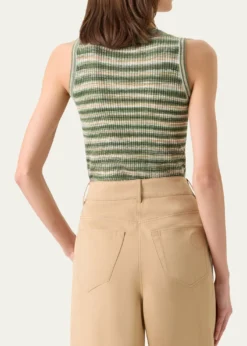 Akris puntoScoop-Neck Space Dye Merino Wool Rib Tank Top