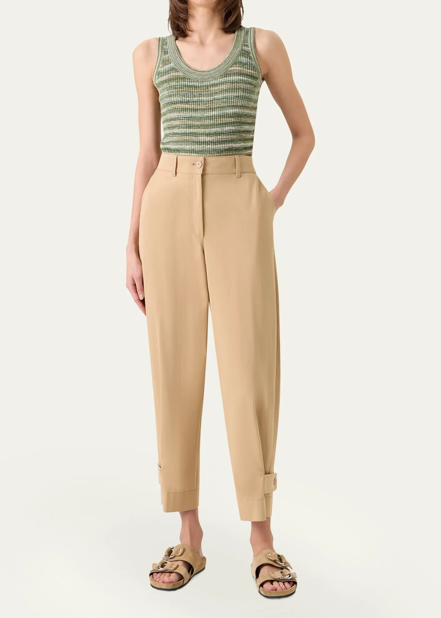 Akris puntoScoop-Neck Space Dye Merino Wool Rib Tank Top