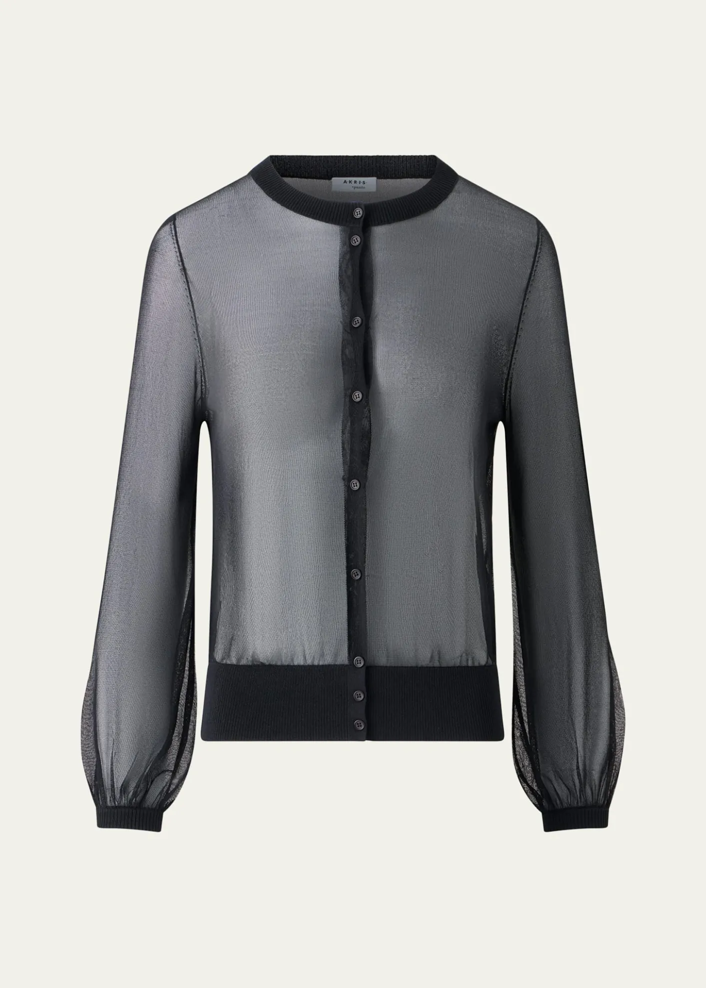 Akris puntoSheer Knit Crewneck Cardigan