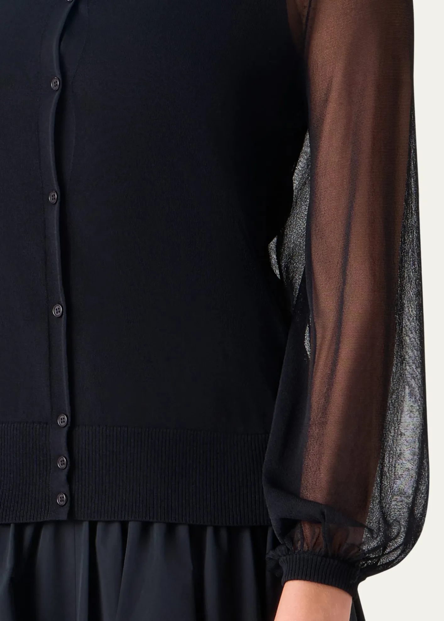 Akris puntoSheer Knit Crewneck Cardigan