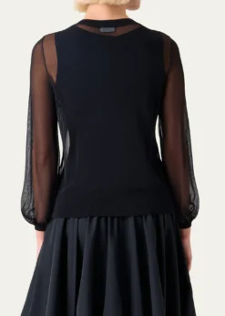 Akris puntoSheer Knit Crewneck Cardigan