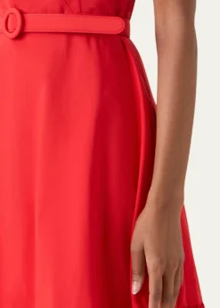 Akris puntoSleeveless Belted Taffeta Midi Dress