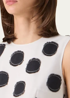 Akris puntoSleeveless Fringed Polka-Dot Jacquard Midi Dress