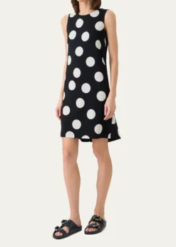 Akris puntoSleeveless XL Polka Dot Shift Dress